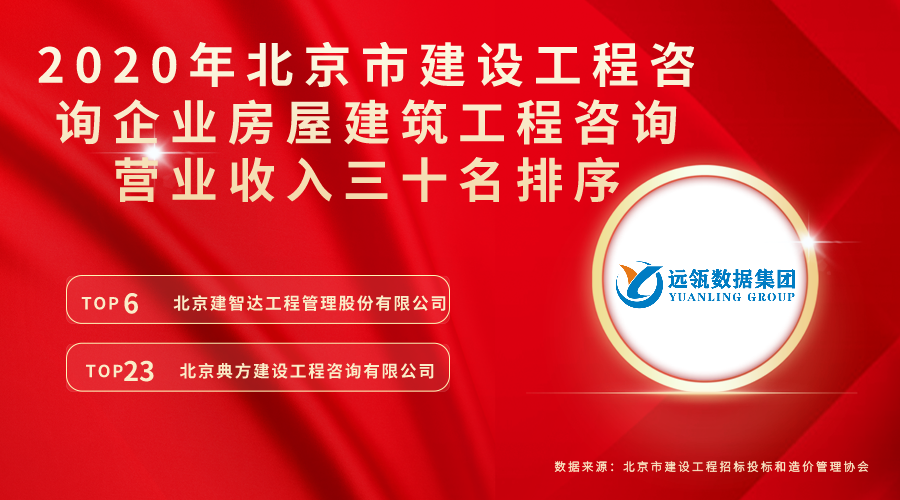 最新！北京市造价咨询企业收入百名榜：远瓴数据集团三家子公司名列前茅！